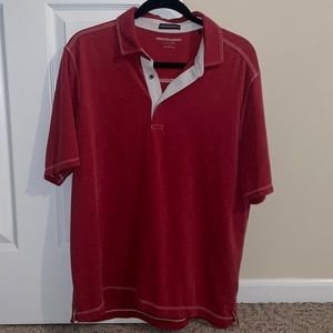 Mens Johnston & Murphy Slub Polo Size Large Red